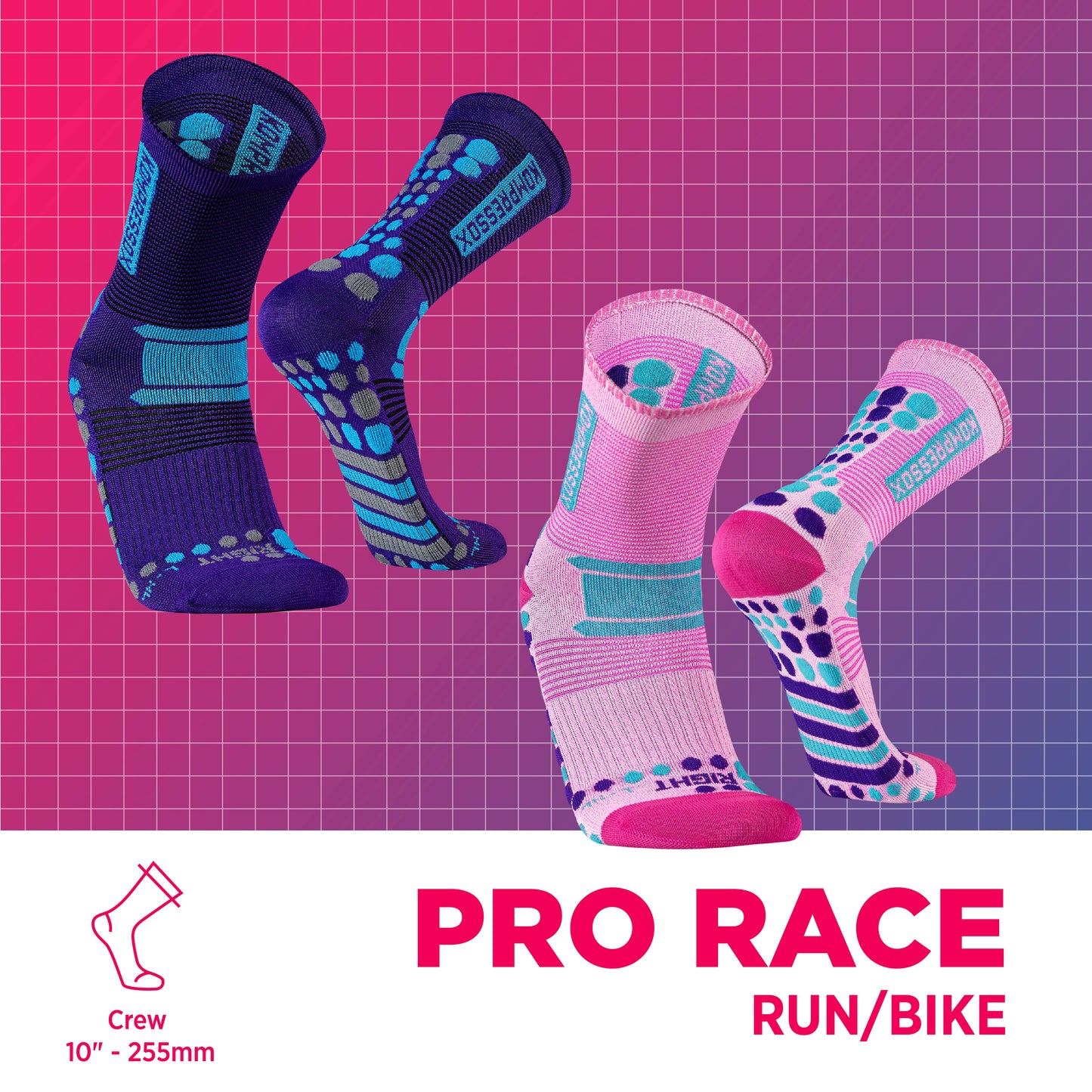 PRO RACE Calcetines Running, Trail & Ciclismo - 2 Pares