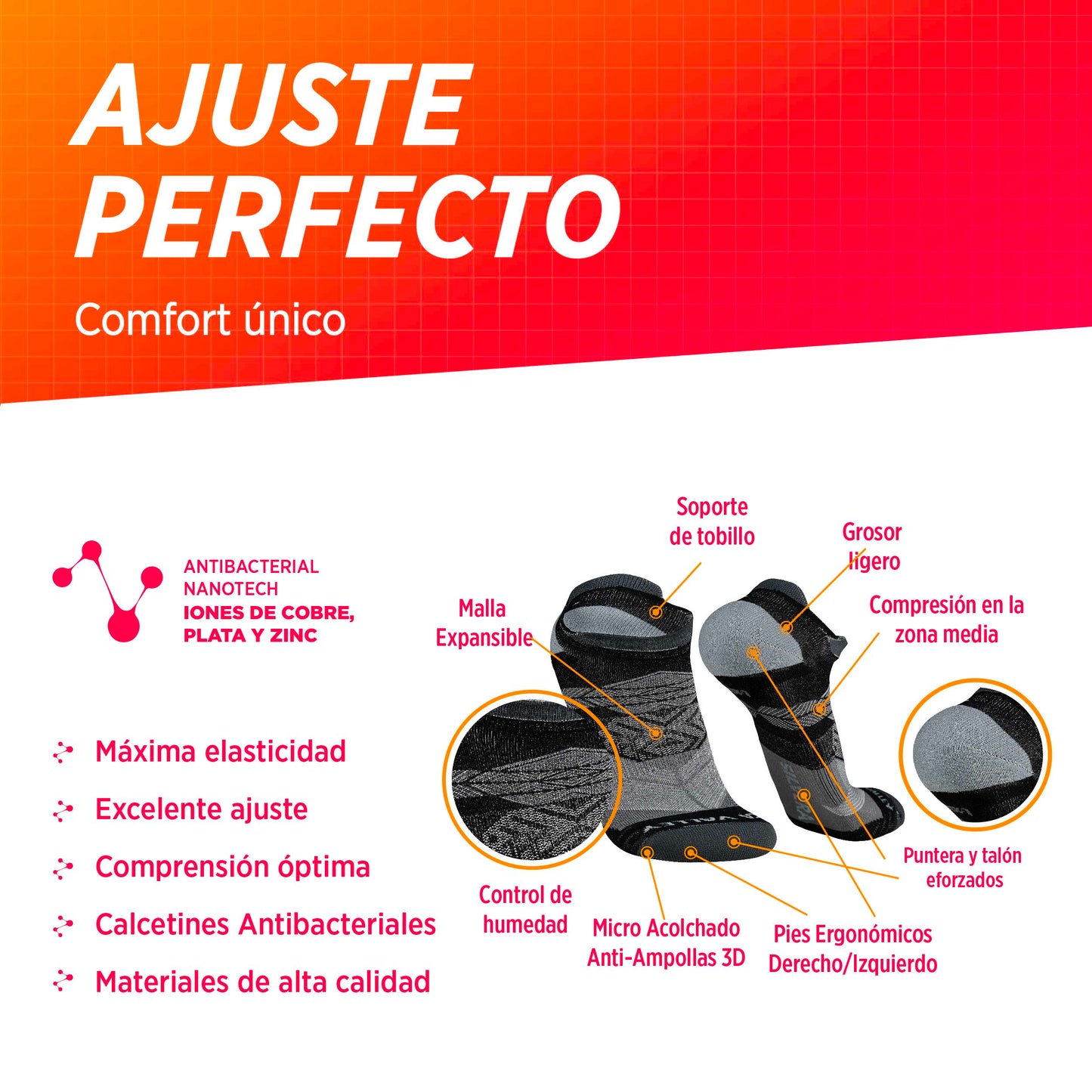 Calcetines Taloneros de Compresion Inka Valley 2-Pack