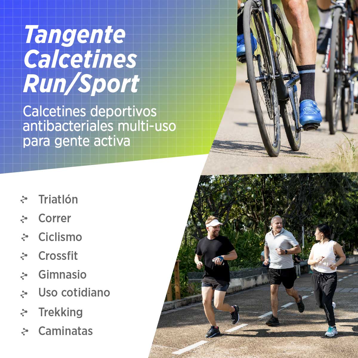 TANGENTE Calcetines Running Ciclismo (Ultra Light) - 2 Pares