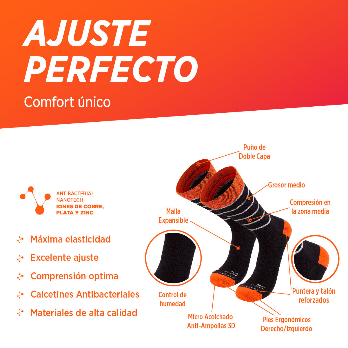 calcetas deportivas antibacteriales