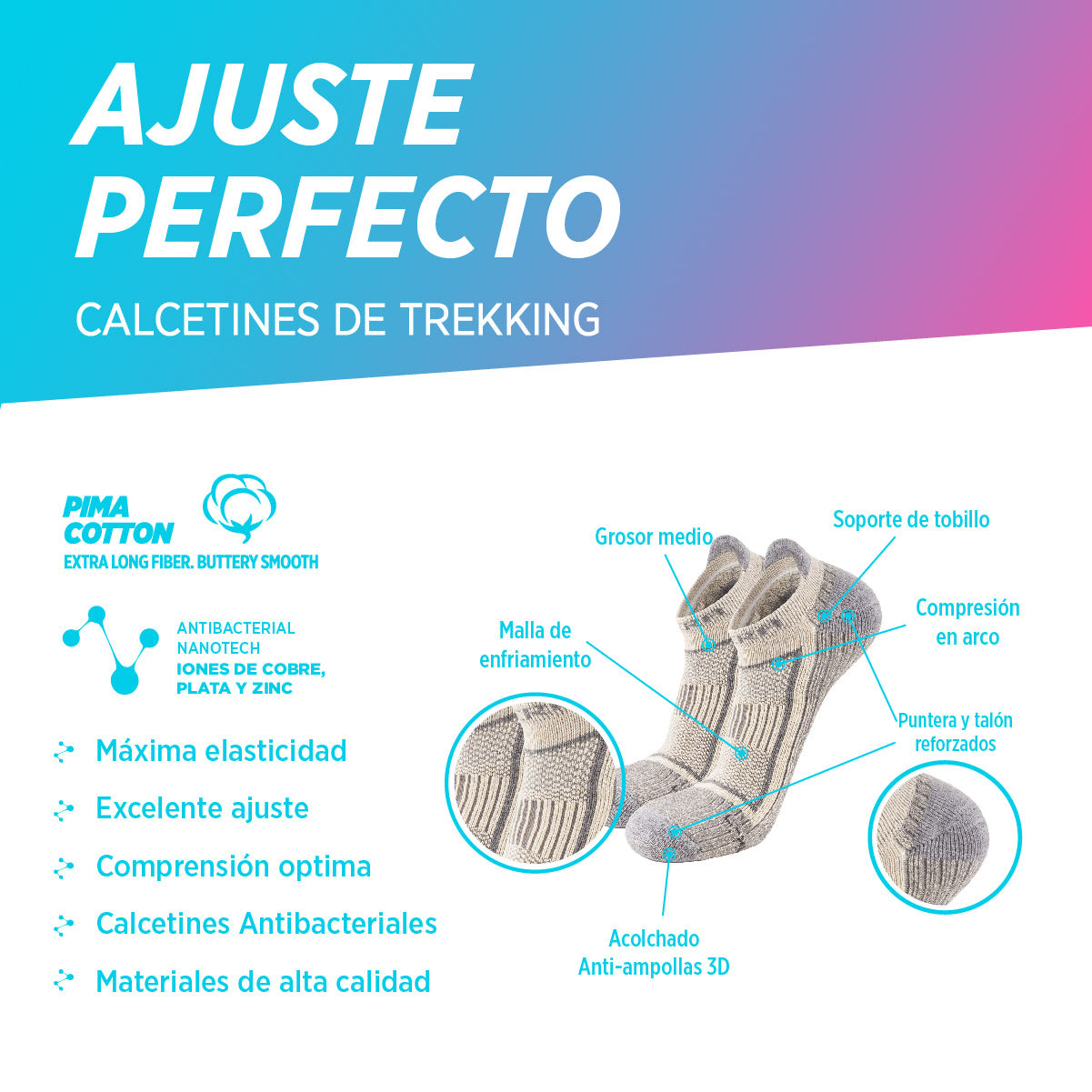Calcetines Cortos Algodon Pima | Austral Tab, 03-Pack
